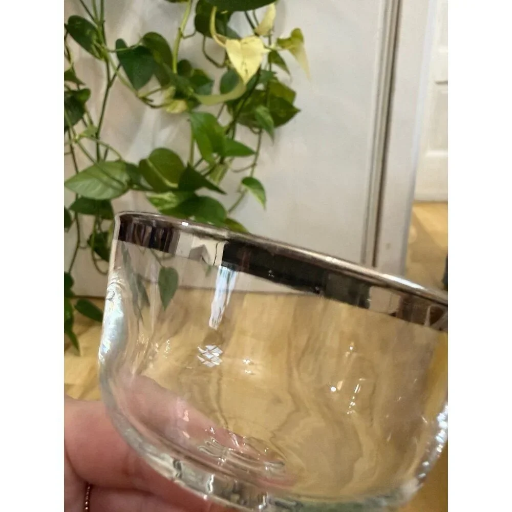 Vintage Coupe Glass with Silver Rim